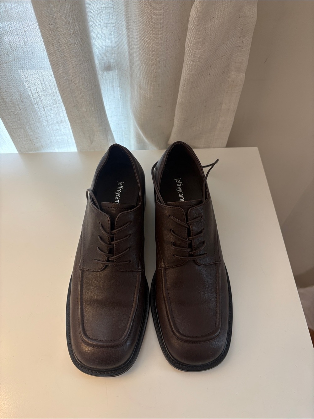 Jeffrey Campbell Brown Leather Lace-Up Loafers w/ Heel